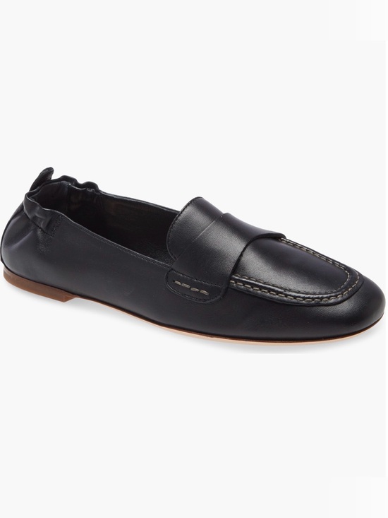 Agl Shoes - AGL Black Leather Penny Loafers with Contrast Stitching